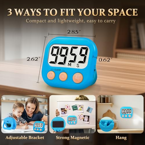 6 Pack Digital Kitchen Timer Small Classroom Timers for Kids Teachers (Blue&Pink) - color: Blue&pink
