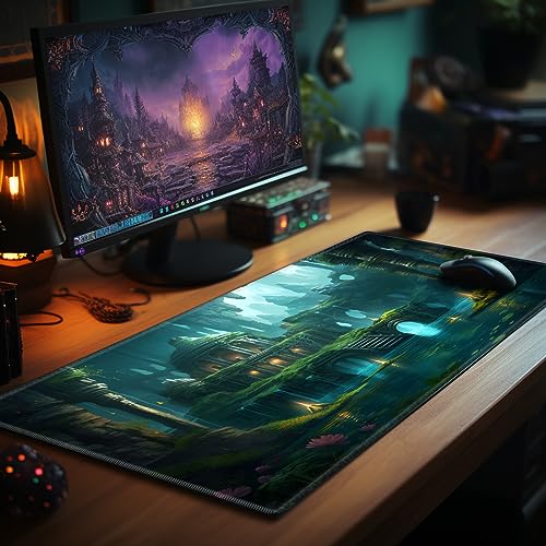 Playmat 24" x 14" Game Mats for MTG/TCG Cards, Commander Deck Gaming Desk Mat, Fantasy Temple - color: Fantasy Temple, size: 24"X14"