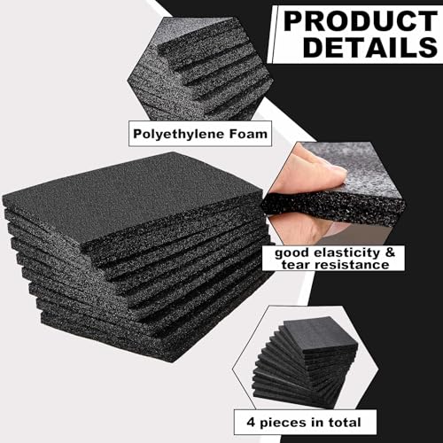 Frienda 4 Pcs 12" x 8" x 1.5" Polyethylene Foam Sheet Thick Black Packing Foam Padding Customizable PE Board Cushion Inserts for Cases Craft Shipping Moving DIY Projects Toolbox Storage - size: 12 x 8 x 1.5 inches