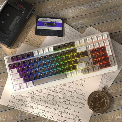 RK ROYAL KLUDGE F99 Wireless Mechanical Keyboard with Numper Pad, Tri-Mode Hot Swappable 95%100 Keys Gaming Keyboard BT/2.4G/USB-C, Pro Software, 5000mAh Battery, Customed Tactile Switches - color: Mocha Brown, size: Tactile Beige Switch