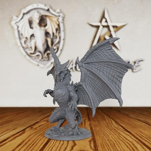 Tabletop Unpainted Miniatures for TTRPG - 28mm Scale Fantasy Winged Drake Minis Figurine for Dungeon Masters & Miniature Game, RPG Accessory Figure - 6.2cm Flimtrax Dragon Mini (AS429)
