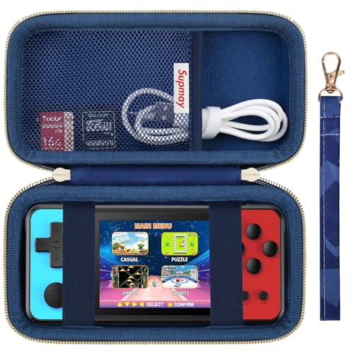 Supmay Carrying Case Compatible with KAVOYI / Beico / TEBIYOU 32 Bit Handheld Games for Kids, Portable Arcade Gaming Player Storage Holder Travel Bag with Mesh Pocket for Battery, USB Cable, Blue - color: Blue Cube