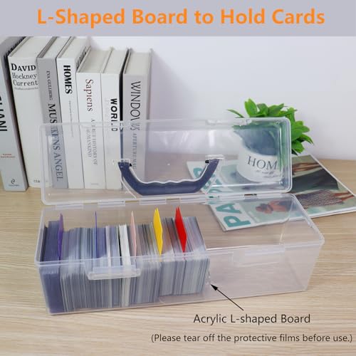 Plastic Trading Card Storage Box, Toploader Baseball Football Sports Card Storage Case with Handle, Clear Playing Card Holder, Holds Up to 200 Toploaders 750 Cards, Fit for Toploader and Standard Card - style: 1 Pack