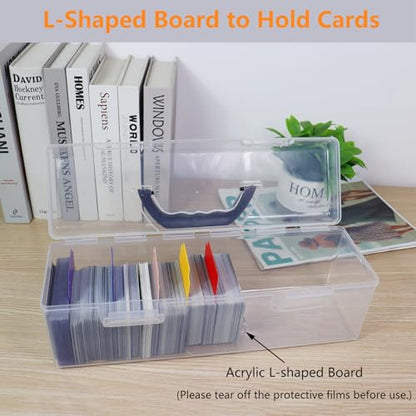 Plastic Trading Card Storage Box, Toploader Baseball Football Sports Card Storage Case with Handle, Clear Playing Card Holder, Holds Up to 200 Toploaders 750 Cards, Fit for Toploader and Standard Card - style: 1 Pack