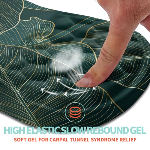 Ergonomic Mouse Pad Wrist Support with Memory Foam Massage Bulge, Carpal Tunnel Pain Relief Mousepad Wrist Rest for Mouse(12x8 inch, Leaves) - color: Kg012-leaves