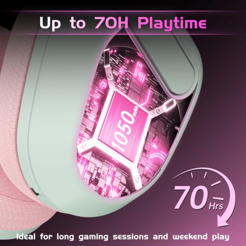 Gvyugke Wireless Gaming Headset for Xbox Series X/S, Xbox One, PS5, PC, Bluetooth 6.0 Gaming Headphones with Flip-to-Mute Noise-Canceling Mic, 70-Hour Playtime, Foldable, 3D Surround Sound - Pink - color: Pink
