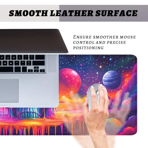 Skull Gaming Mouse Pad Colorful Neon Space Planet Star Rainbow Extended Mousepad Waterproof Stitched Edges Rubber Base Non-Slip Deskmap Computer Keyboard Mat 31.5"x11.8" - color: Skull, size: 31.5L x 31.5W inches