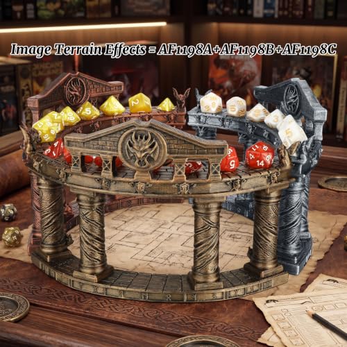 Dragon Dice Display for 7-Piece Polyhedral Set, DND Dice Collection Stand | Hand-Painted Antique Silver; Curved Dice Storage Organizer with Upper Slots and Lower Display Space - AF1198A - color: Dice Display Stand a