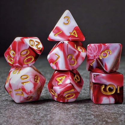 Sage’s Portal Stones DND Dice Set Acrylic Opaque 7-PC Polyhedral DND Dice Set for Dungeons and Dragons D&D Sage’s Cantrips RPG Tabletop TTRPG (Red/White) - color: Red/White