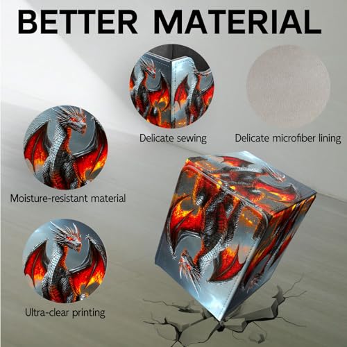 for MTG Deck Box, Trading Card Storage Case Holds 100+ Sleeved Cards, Fiery Dragon in Ruins Magnetic Closure Durable Deck Holder for Magic The Gathering, TCG & Commander - color: Fiery Dragon in Ruins