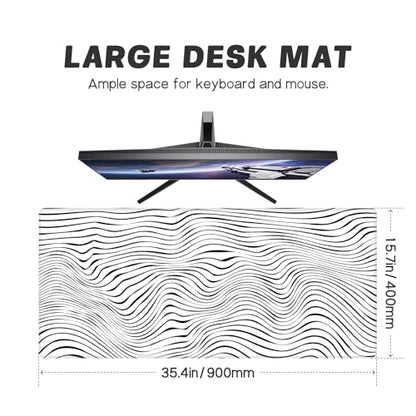 Baziabbo Desk Mat,XXL Extended Large Mouse Pad,Gaming Mousepad with Stitched Edge,Non-Slip Rubber Base Keyboard Desk Pad for Home Office Study Game (Lines) - color: Lines