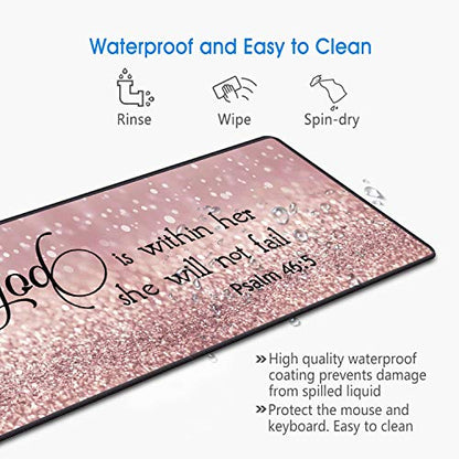 Desk Pad Gaming Mouse Pad,Stitched Edges Design Large Mouse Pad for Laptop Computer Chicago Skyline Scene at Night Desk Writing Mat for Office & Home - color: Bible Verse Psalm 46:5