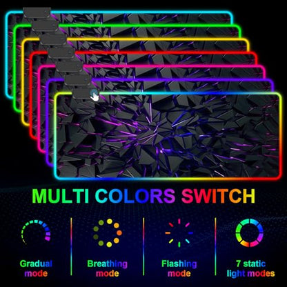 RGB Mouse Pad, Gaming Mousepad with 13 LED Light Modes | 31.5X11.8inch Large Mouse Mat, Gaming Mats for Desk with Non-Slip Rubber Base, Model-D - color: Black-f
