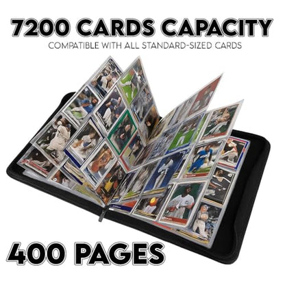 7200 Pockets Trading Card Sleeves, Premium 9 Pocket 400 Sheets, Double-Sided Durable Non-PVC Sleeves, Fits MTG, PKM, Baseball, Football, Hockey & Sports Cards - Fits 3 Ring Binder (400 Sheets) - size: 400 Sheets