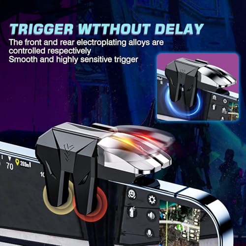 EasEasy PUBG Game Controller Trigger, Mobile Phone Controller Compatible for PUBG/Rules of Survival/Knives Out, 6 Fingers Trigger with Sensitive Aim and Shoot Smartphone Gamepad for iPhone & Android - color: Black
