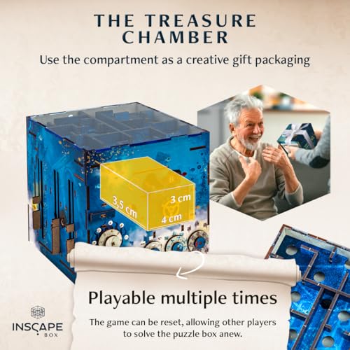 INSCAPE Atlantis Labyrinth Puzzle Box - Escape Room Game in A Box for Adults - Cluebox - Maze - Mind Puzzles for Adults - 3D Wooden Puzzle Boxes with Hidden Compartments | Cluebox 3D Wooden Maze Mechanism With Hidden Compartments - Challenging Brain Tease