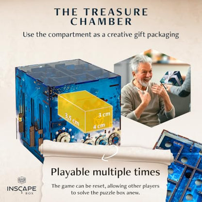 INSCAPE Atlantis Labyrinth Puzzle Box - Escape Room Game in A Box for Adults - Cluebox - Maze - Mind Puzzles for Adults - 3D Wooden Puzzle Boxes with Hidden Compartments | Cluebox 3D Wooden Maze Mechanism With Hidden Compartments - Challenging Brain Tease