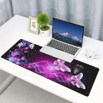 Butterfly Mouse Pad XL Large Mousepad Non Slip Rubber Base Desk Mat for Laptop Computer Gaming 31.5" X 12" - color: Butterfly