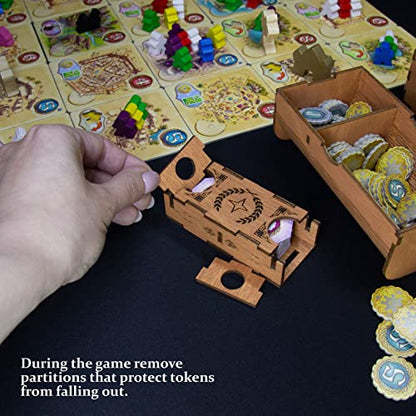 SMONEX Organizer Insert Compatible with Five Tribes and All Expansions - Ideal Board Game Organizer for Vertical Storage - Laser Engraved Insert Suitable for the 5 Tribes Board Game