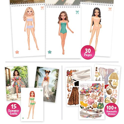 Sticker Dress Up Book for Girls – Summer Holiday Fashion | Activity book teaches fashion design with guides and stickers. Includes dress-up games and creative play. (ages 5 and up.) - color: Sticker Dress Up - Summer Holiday
