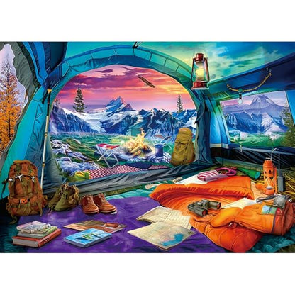 1000 Piece Jigsaw Puzzles for Adults, Mountain View Camping Puzzle | AImpossible Hard Difficult Challenging Puzzles for Adults, Gift for Adult Jigsaw Puzzle Lovers, 27.5 x 19.7 inch - color: Blue - Mountain View Camping