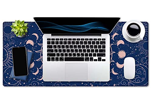 SSOIU Large Mouse Pad, Astrology Desk Mat for Desktop, Women Girls Waterproof Gaming Mousepad, Crescent Moon and Sun Computer PC Laptop Protector Writing Pads for School Office Home 35.5" x 15.7" - color: Crescent Moon and Sun