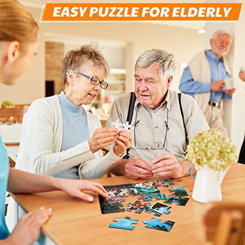 Kathfly 4 Pack 16 Large Jigsaw Puzzles Dementia Alzheimer's Products and Activities for Alzheimer's Cognitive Products Easy Puzzle for The Elderly Seniors with 1 Storage Bag, 4 Style(Classic)