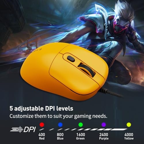 E-YOOSO Computer Mouse Wired, Gaming Mouse 10000 DPI,1000HZ, Superlight Mouse Ergonomic Wired Work Mouse for Laptop and PC/Mac - Yellow - color: Wired Yellow Mouse