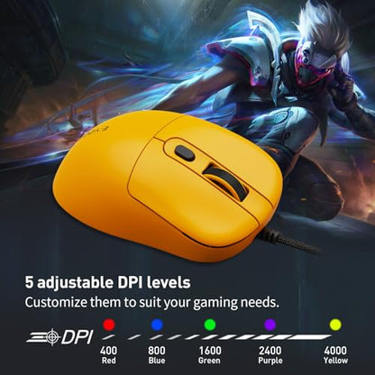 E-YOOSO Computer Mouse Wired, Gaming Mouse 10000 DPI,1000HZ, Superlight Mouse Ergonomic Wired Work Mouse for Laptop and PC/Mac - Yellow - color: Wired Yellow Mouse