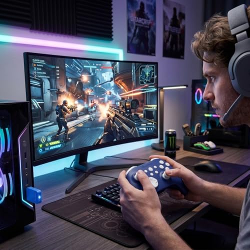 ShanWan Wireless Bluetooth Controller, Gamepad with 2.4G Receiver and Data Charging Cable, Compatible with Windows PC, Android, iOS, iPad, macOS and Switch 2