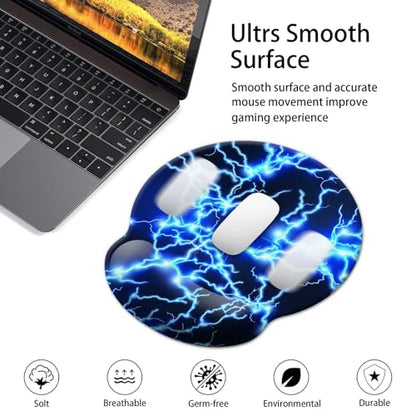 Gaming Mouse Pad Wrist Support,Ergonomic Mouse Pad with Wrist Rest,Comfortable Mousepad with Smooth Wrist Rest,Pain Relief Mouse Pads for Non-Slip Base,Computer,Laptop,Office，Home（Blue Lightning） - color: Blue lightning