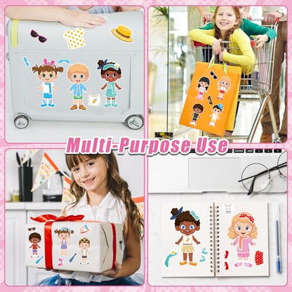 32 Sheets Make a Face and Dress Up Stickers, Make Your Own Stickers for Boys and Girls, Travel Sticker Books, Party Favors, Birthday, Home, School and Activities Gifts for Kids Ages 3+ - style: Dressing