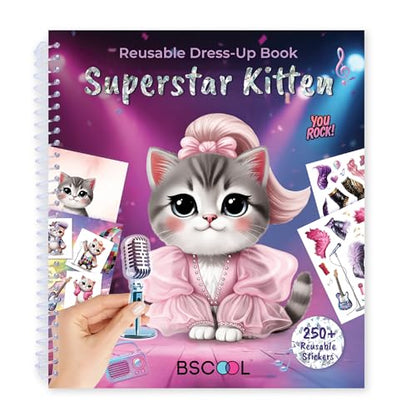 Sticker Dress Up Activity Book for Kids Superstar Kitten - color: Dress Up - Superstar Kitten