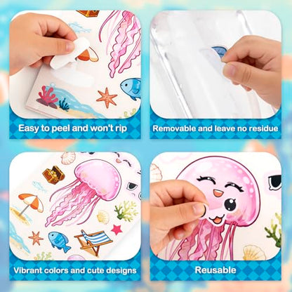 Dizdkizd Ocean Stickers for Kids, Make a Face Sea Animal Sticker Sheets with 10 Faces and 1 Scene Card, Under The Sea Party Favors, Fun Crafts Activities and Classroom Rewards - style: Marine