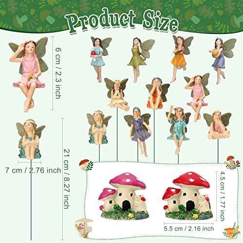 Fumete 13 Pcs Garden Accessories Miniatures Fairies Figurine Mushroom House Mini Garden Figurine Accessories for Outdoor Yard Home Decoration