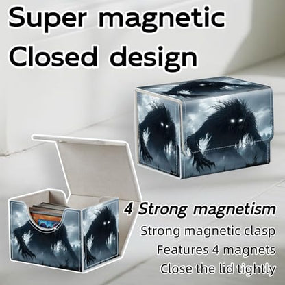 Trading Card Storage Box, Holds 100+ for MTG Cards, Premium PU Leather with Magnetic Closure, Shadowy Creature In Mist Durable Deck Box for Magic the Gathering, Trading Card Games - color: Shadowy Creature In Mist