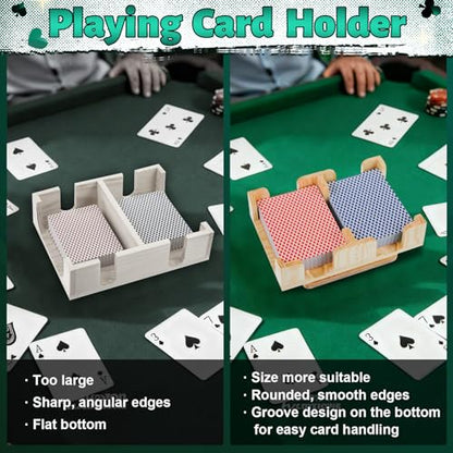Kathfly Upgraded 2 Decks Wood Playing Card Holder 360° Rotating, Canasta Card Holder Tray Organizes, Poker, Games, Smooth Rotate Design & Easy Access, Balance & Stability(Wood Color) - style: 2 Decks