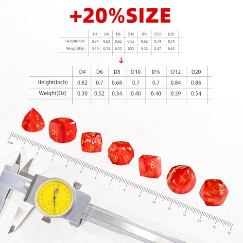 7-Piece Diamond Cut Dice Set D&D Set for Dungeons and Dragons, RPG, Tabletop Games, remium Gift Box & Durable Design - color: Ls-7
