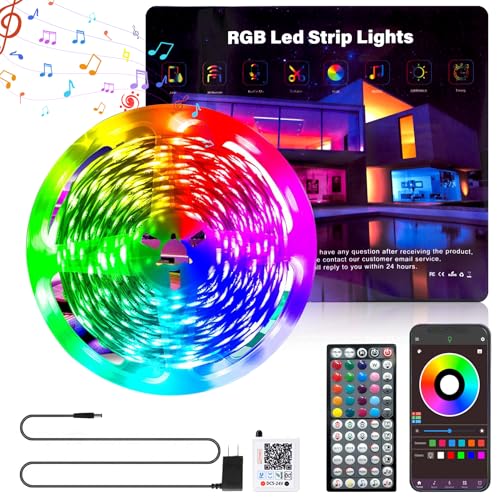 Ledagic Led Lights for Bedroom 100ft Color Changing RGB Led Strip Lights Music Sync, DIY Led Light Strip with Remote and App Control, Dimmable Led Lights for Room Party Home Decor Cool Things(1*100ft) - size: 100ft