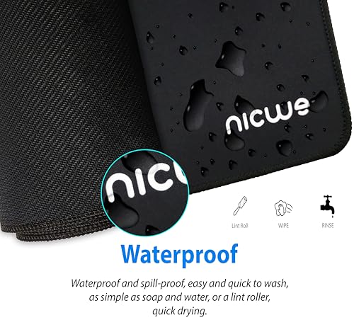 XXL Desk Pad – Large Micro Woven Cloth Mouse Pad with Non‑Slip Rubber Base, Waterproof, Double‑Stitched Edges – 35.4 x 15.75 in (Black)