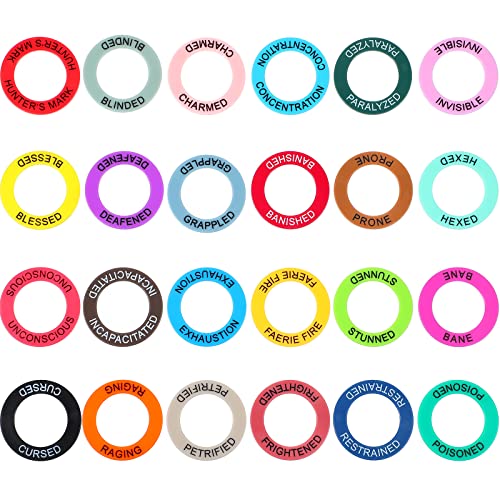 ALIZERO Tabletop RPG DND Condition Markers Set and Spell AOE Damage Marker D&D Area Effect Template, with 96 DND Status Effect Markers in 24 Frequently Used Conditions
