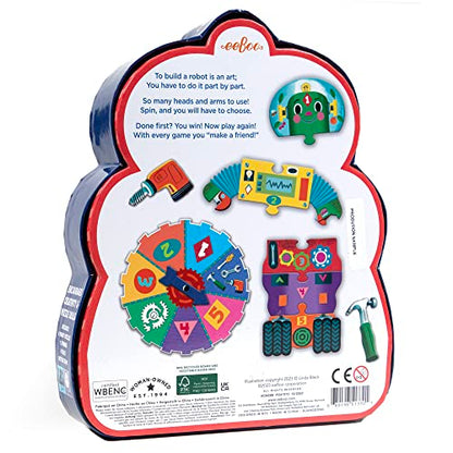 eeBoo Build a Robot Spinner Game, Matching Game, Ages 3+, 2-4 Players | Introduces early number recognition & imaginative play. Includes spinner & robot building pieces. 15-30 min game - style: Build a Robot