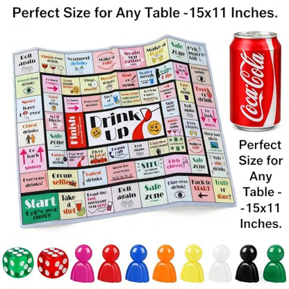 Drinking Games Adults Party Board: Spill-Proof Fabric Mat & 80+ Fun Challenges for College Dorm, House Parties