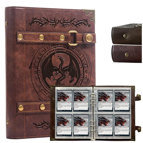Card Binder 4 Pocket-Can Hold 240 Cards For MTG,TCG,baseball card | for football card,sports card,basketball card Binder,Premium Collector Trading Card Album (x4-Dragon Totem-Red) - color: x4-Dragon Totem-Red