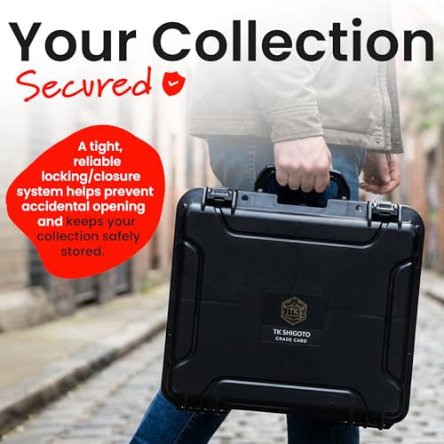 Graded Card Storage Box, IP67 Waterproof Hard Slab Case Holds 130+ PSA BGS SGC Graded Cards & 400+ Top Loaders, Baseball Sports Trading Card Carrying Case with Dividers for Collectors - size: MEDIUM