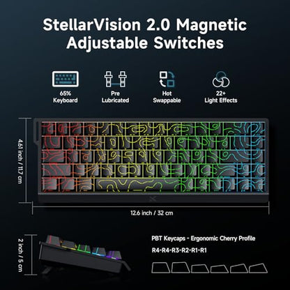 MCHOSE ACE 68 60% Mechanical Gaming Keyboard Wired Rapid Trigger Hall Effect Keyboard Magnetic Switch Adjustable Actuation 8000Hz Polling Rate Custom RGB MAC Laptop(Black Topographic TTC Dragon Lord) - color: 68-Black Dragon Lord
