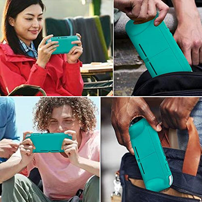 Silicone Protective Case for Nintendo Switch Lite, Soft Grip Case Cover with Comfort Ergonomic Handles for Nintendo Switch Lite 2019 [Self Stand][4 Thumb Stick Caps] (Turquoise) - color: 실리콘-터키석