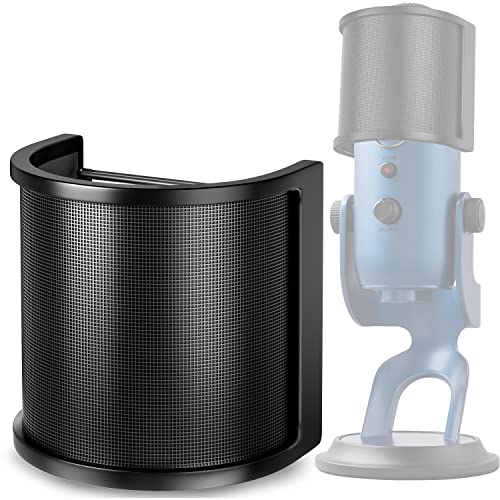 Microphone Pop Filter for Blue Yeti,PEMOTech [Upgraded Three Layers] Metal Mesh & Foam & Etamine Layer Microphone Windscreen Cover Handheld Mic Shield Mask - size: 55 mm to 75 mm (Pop Filter for Blue Yeti)