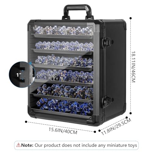 Miniature Carrying Case, Miniature Storage Case with 6 Trays, Aluminum Alloy Frame, Display and Transport Action Figure Display Case for Collectibles Miniatures, Warhammer Carrying Case - size: Large