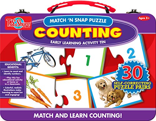 TS Shure by Bendon Counting Numbers 30-Piece Matching Puzzle with Tin Storage Case Pre-School Kindergarten Learning 51472 - style: Counting Numbers Puzzle Pair